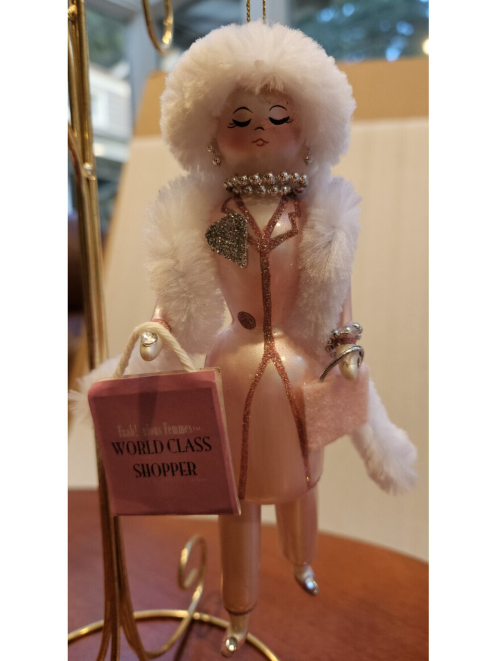 New Faab! Ulous Femmes Alan B Silverstone World Class Shopper Pink Ornament